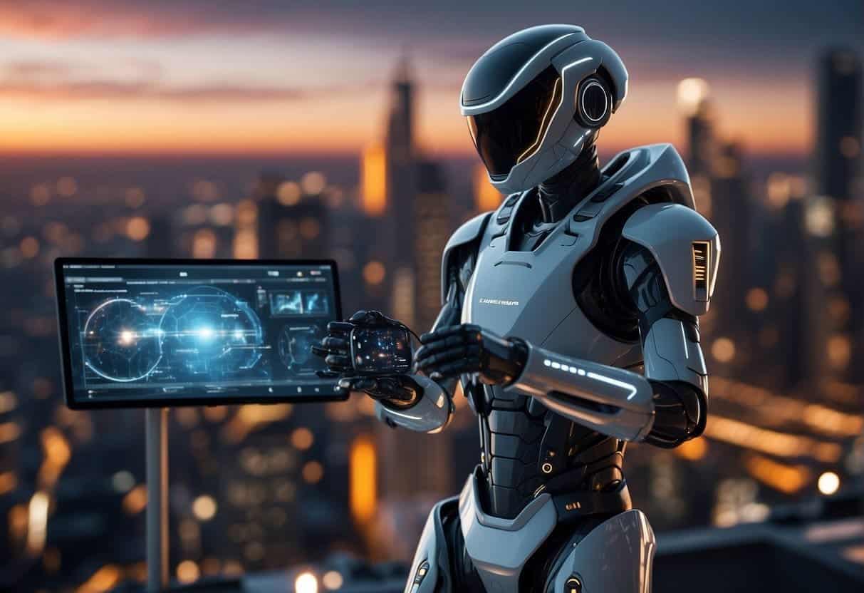 A futuristic AI program enhances and manipulates digital images, showcasing advanced editing techniques in a sleek, high-tech environment
