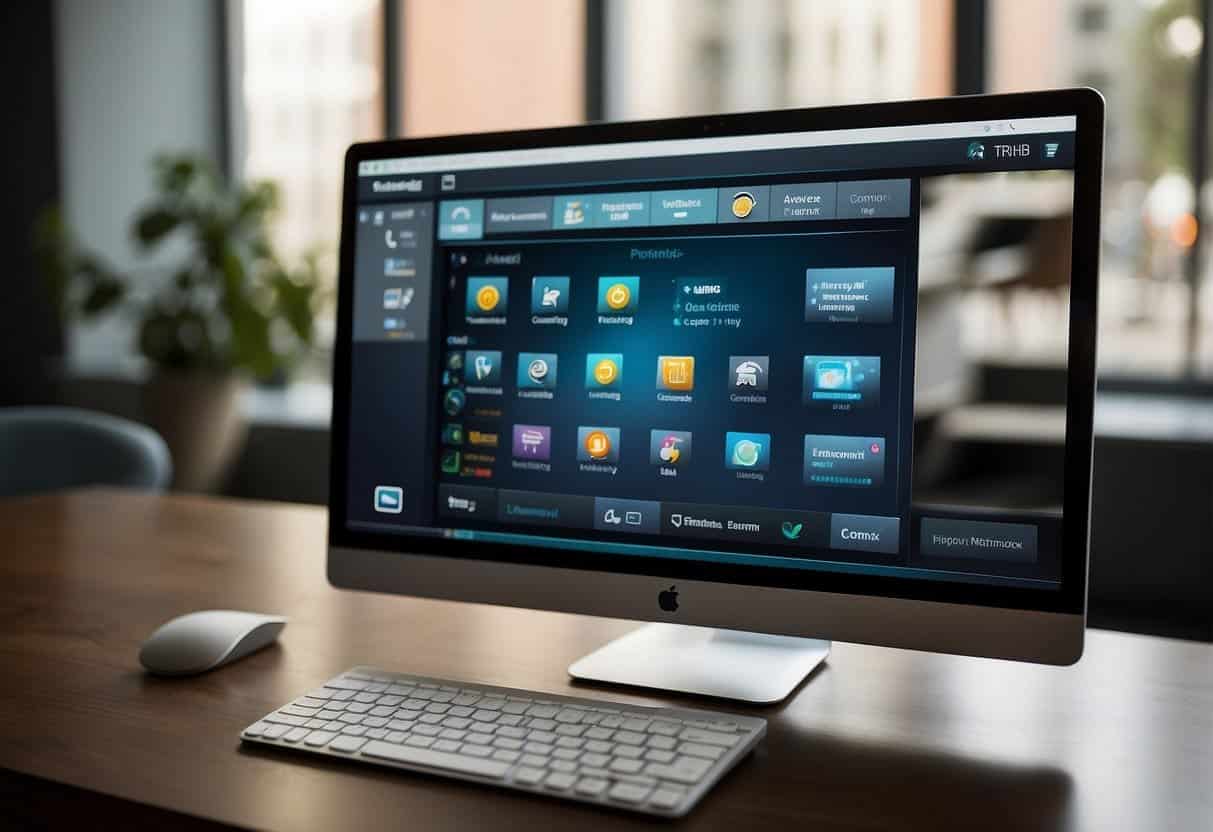 A computer screen displaying Intercom's interface with chat windows, customer profiles, and marketing tools