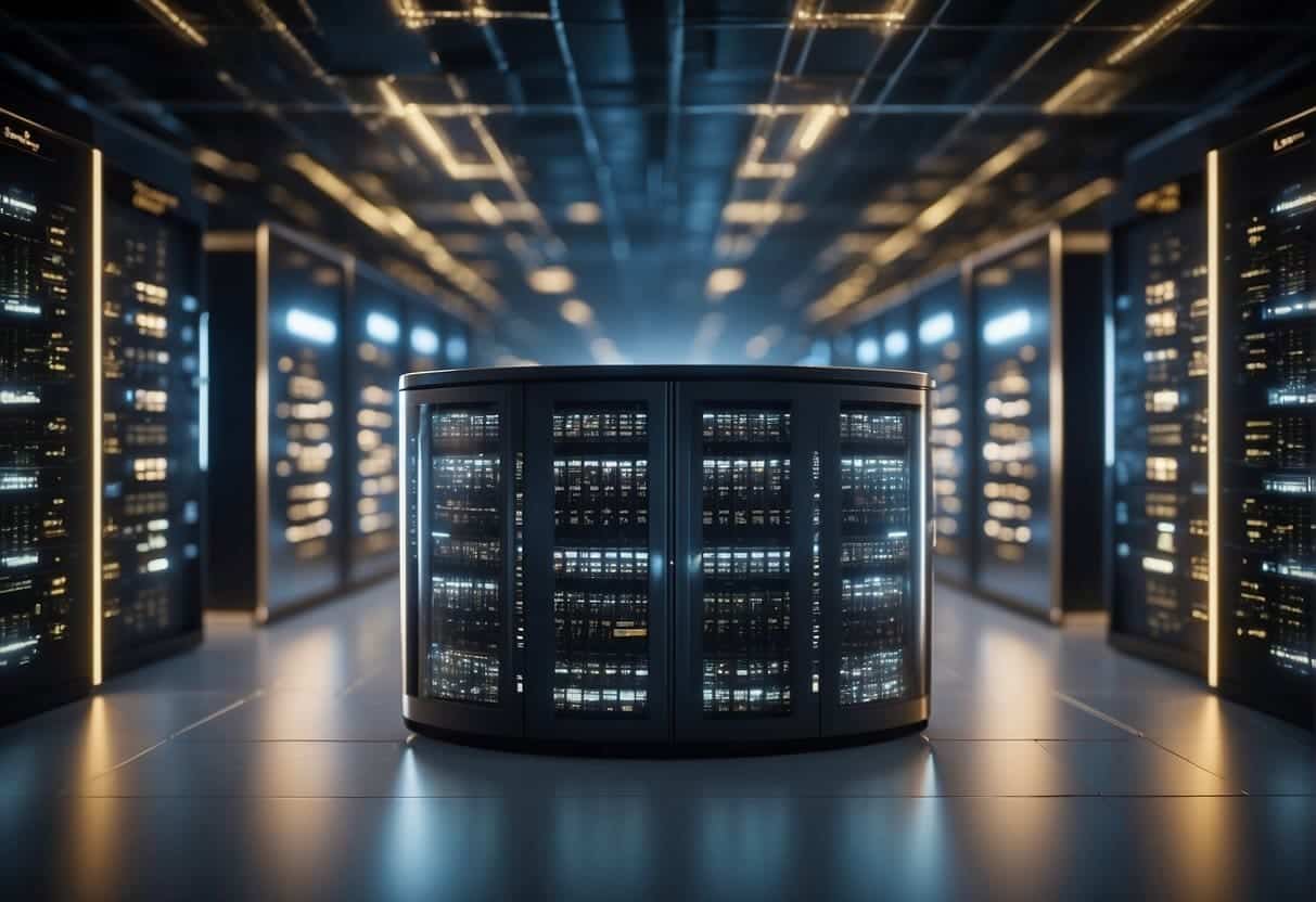 A secure data storage facility with AI technology integrated into the organizational deployment process. Multiple layers of encryption and secure handling protocols in place