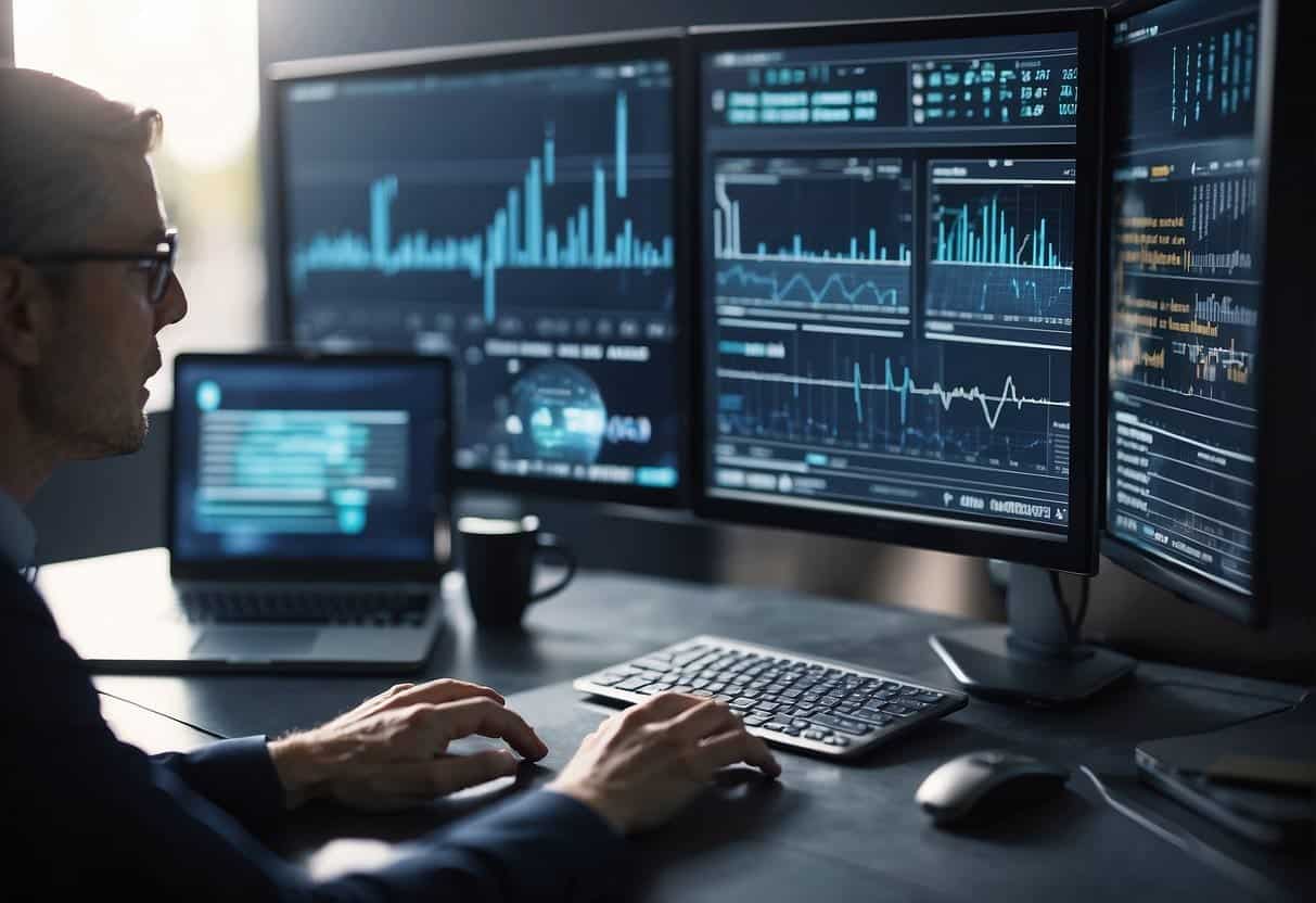 AI analyzes data for video marketing. SMEs benefit from AI. Use visuals to show AI processing data for marketing