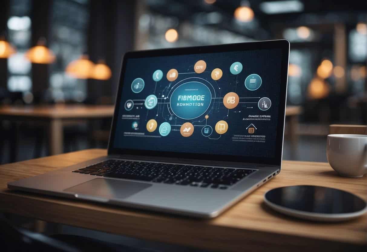 A small business website with AI tools creating a user-friendly design. AI elements seamlessly integrating with web layout