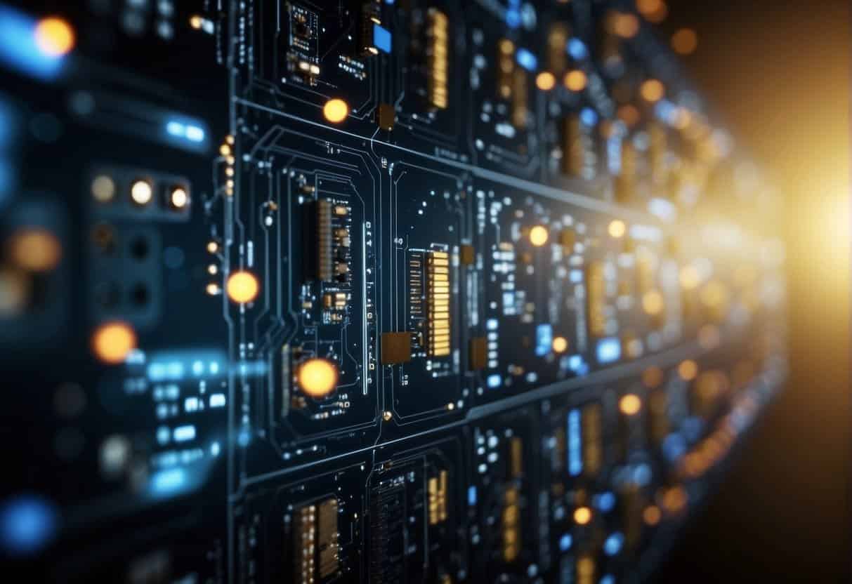 A network of interconnected devices and sensors powered by AI algorithms, enabling seamless data exchange and optimization of business processes