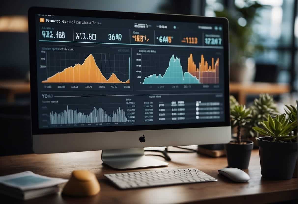 AI tools streamline SEO audits, depicted by a computer screen displaying data analysis and optimization suggestions
