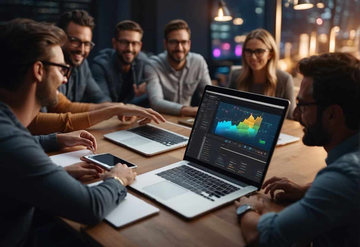 A group of designers working together on a project using Affinity Designer, sharing ideas and collaborating in a cost-effective and efficient manner