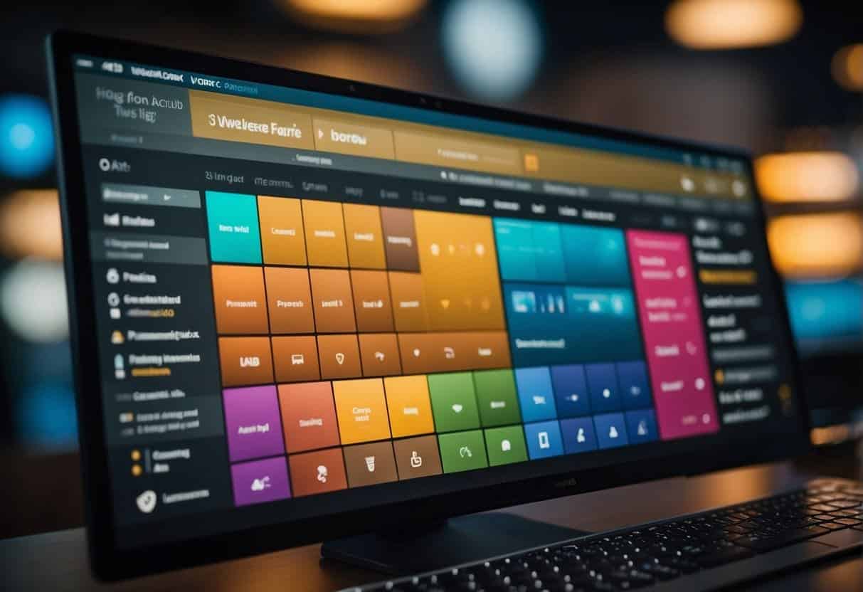 The WordPress Dashboard is filled with colorful tiles and clear navigation menus. A computer screen displays the user-friendly interface with various options for building and managing a website