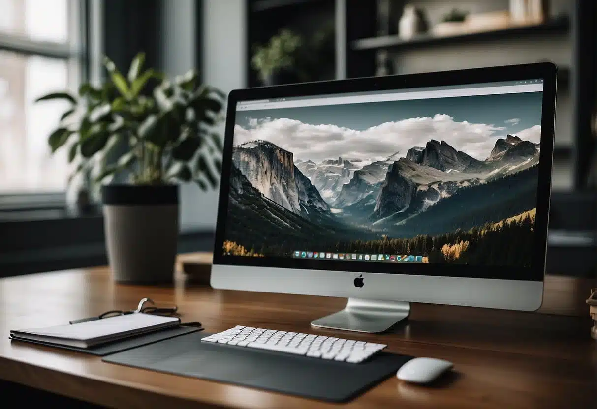 A computer screen displaying a sleek and modern website design on the Squarespace platform, with easy-to-use tools and a user-friendly interface