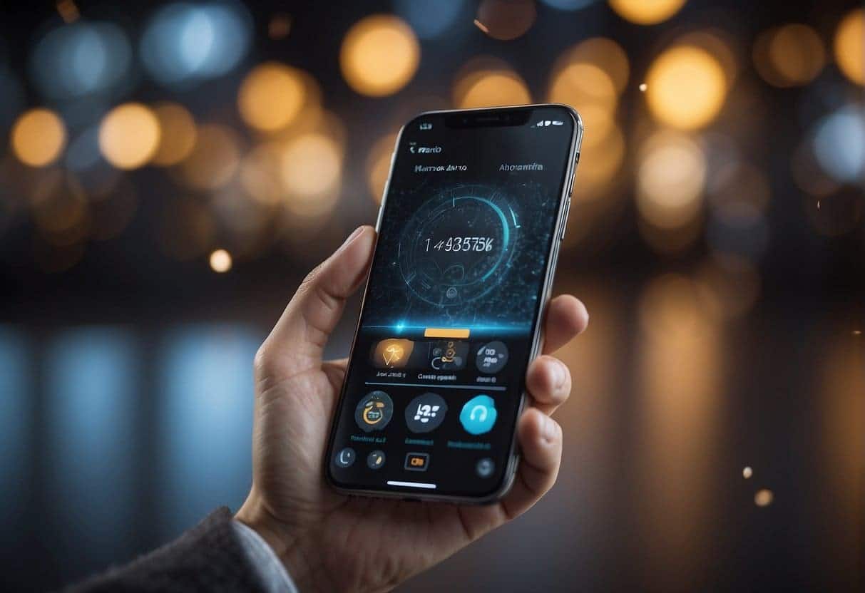 A smartphone with AI optimizing app experiences based on user preferences and current trends