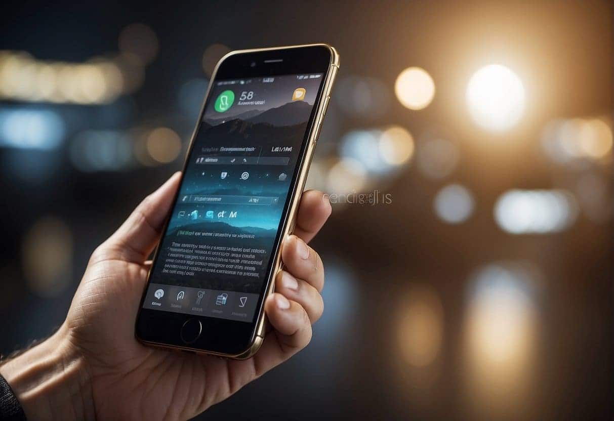 A smartphone displaying a website on a responsive design interface, with SEO elements highlighted