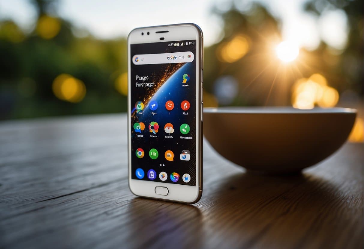 A smartphone displaying Google AMP pages with social media icons