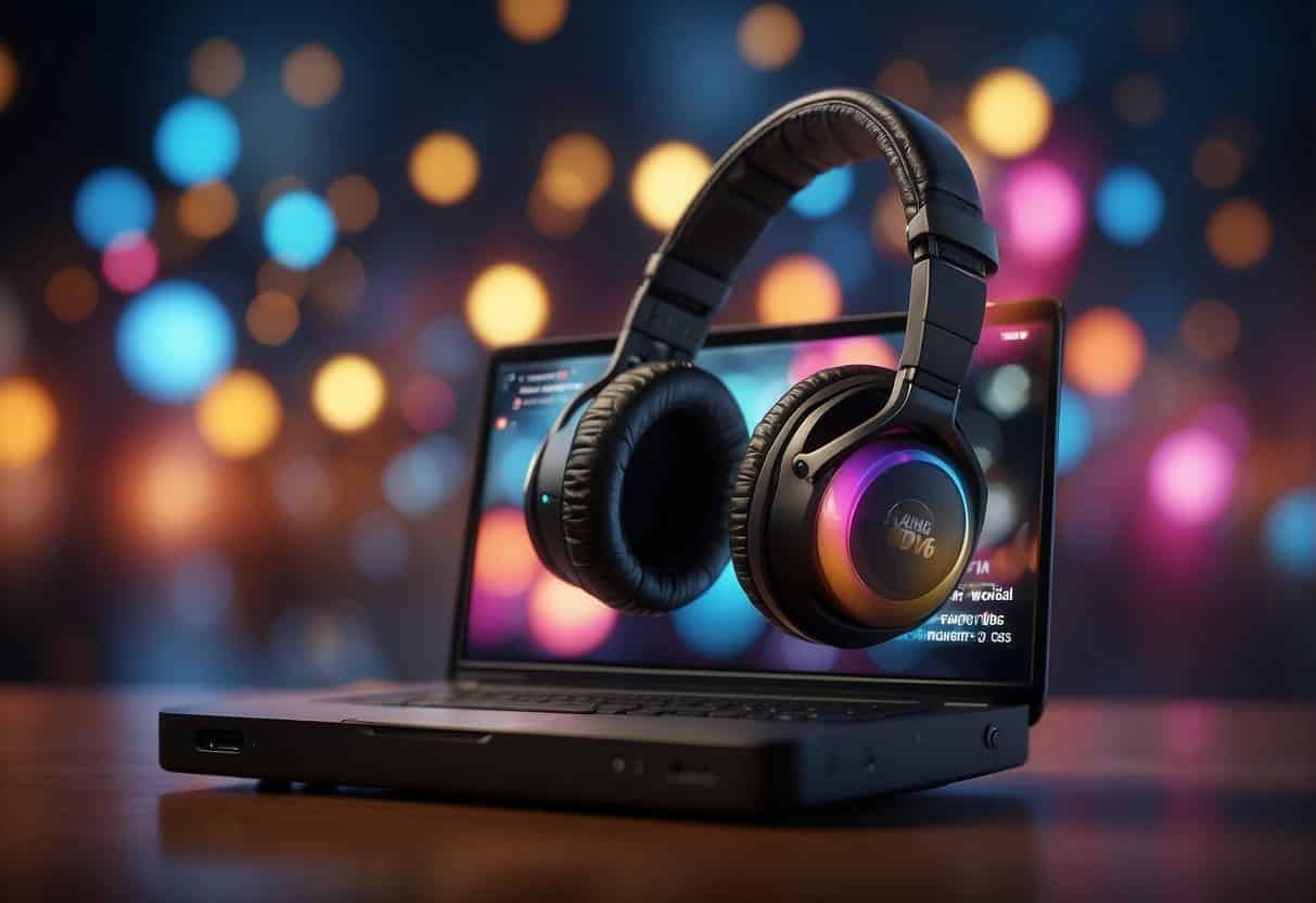 A vibrant social media video shows music and sound being used to enhance impact. Vibrant visuals accompany the text "Leveraging Music and Sound for Greater Impact Best Practices for Social Media Video Content."