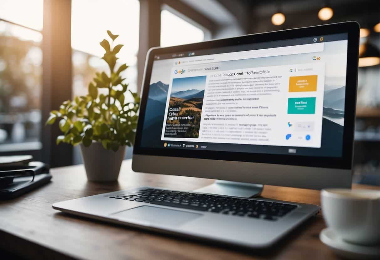 A computer screen displaying Google's content update tips for SEO compliance, with a user-friendly interface and helpful navigation features