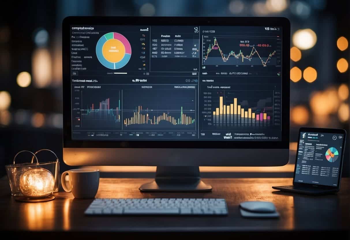 A computer screen displaying social media analytics tools and graphs