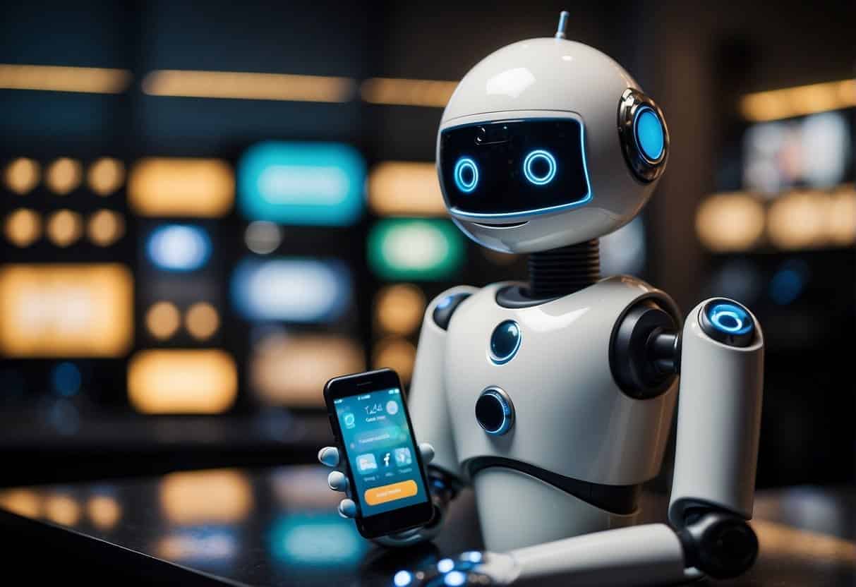A chatbot interacts with customers across various devices, providing instant and efficient customer service support