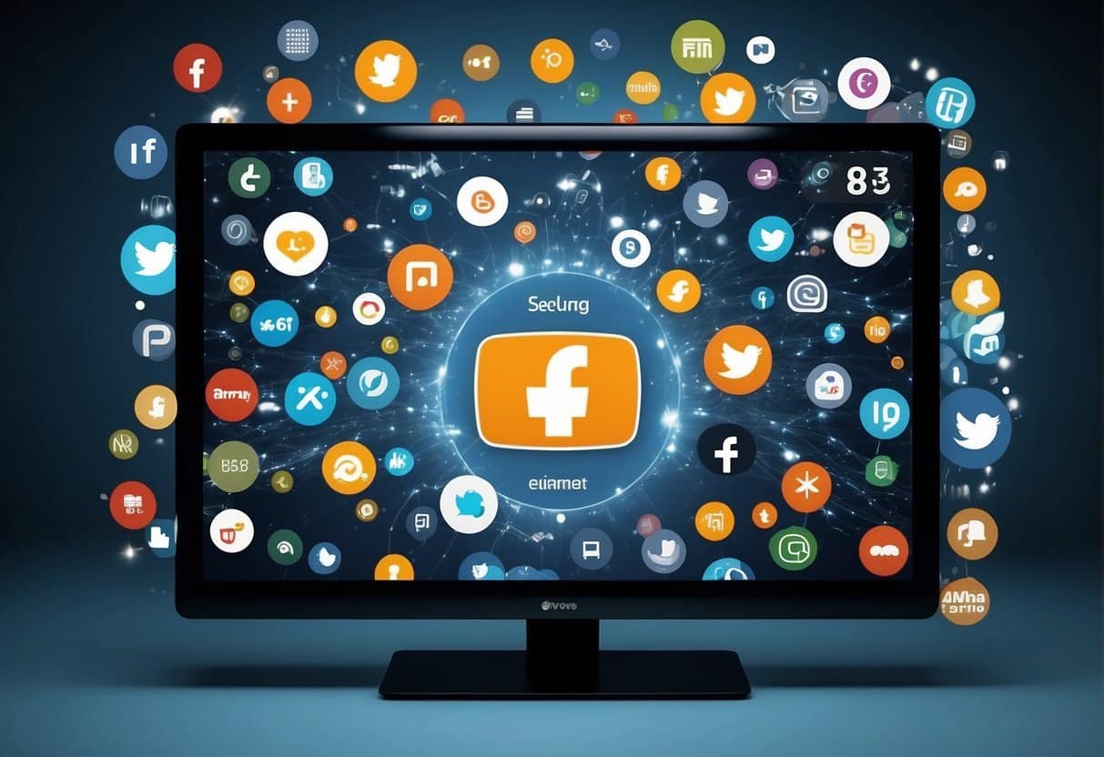 A computer screen displaying a social media platform with a trending hashtag and a compelling campaign story. Various engagement metrics and positive comments are visible