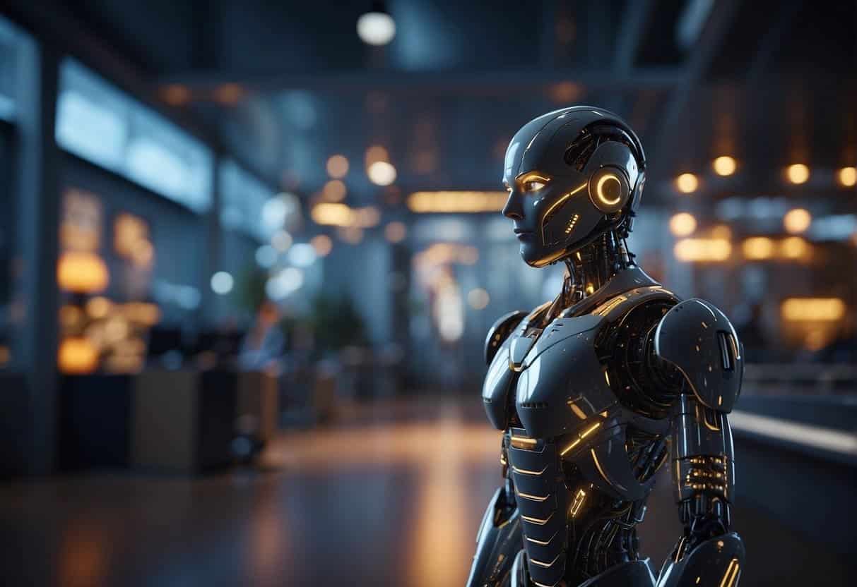 An AI algorithm analyzes data and selects optimal ad placements across digital platforms, maximizing efficiency and targeting specific audiences