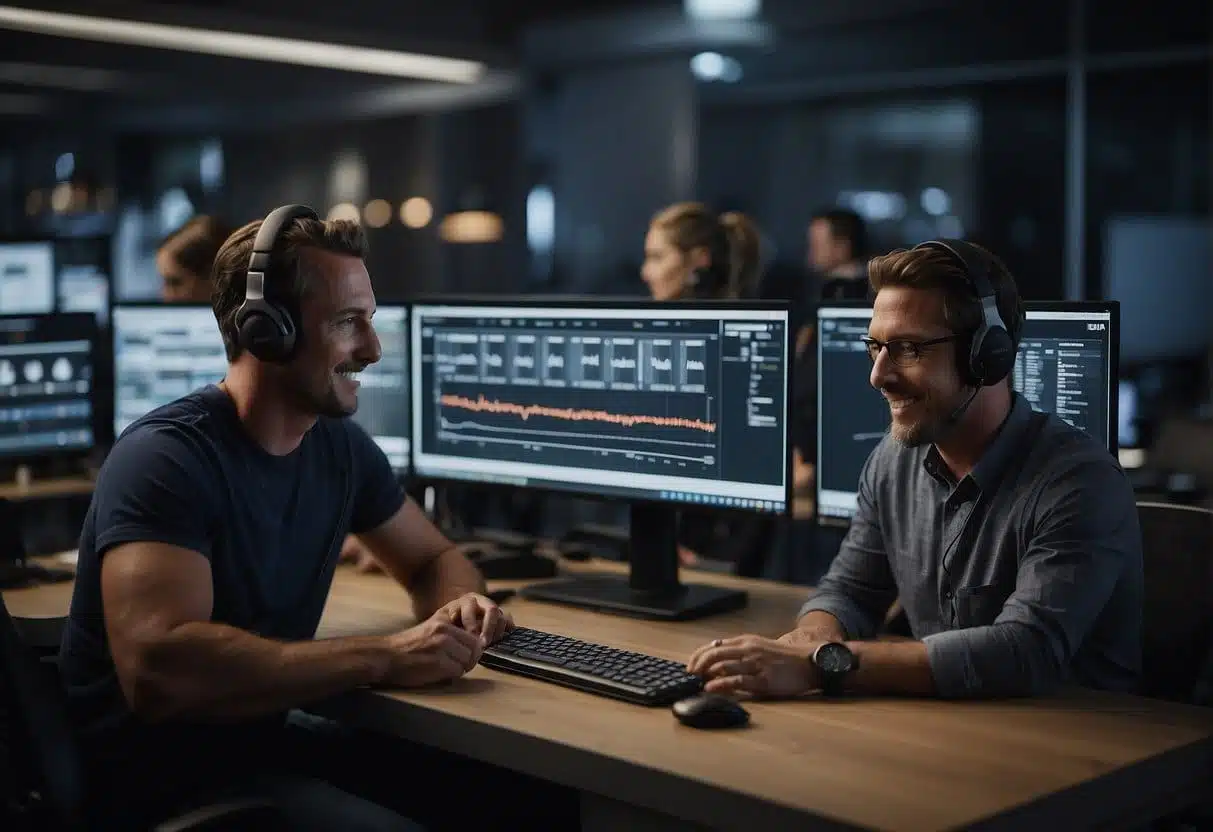 A social media team monitors platforms, responds to comments, and strategizes crisis prevention. They create engaging content and address potential issues promptly