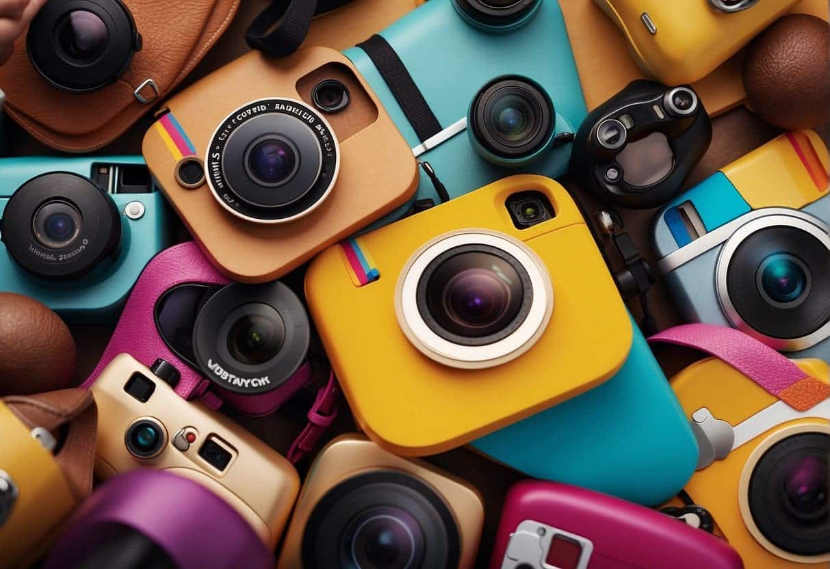 A vibrant Instagram ad featuring a brand's visually appealing products, with attention-grabbing colors and engaging visuals, capturing the essence of boosting visibility for businesses