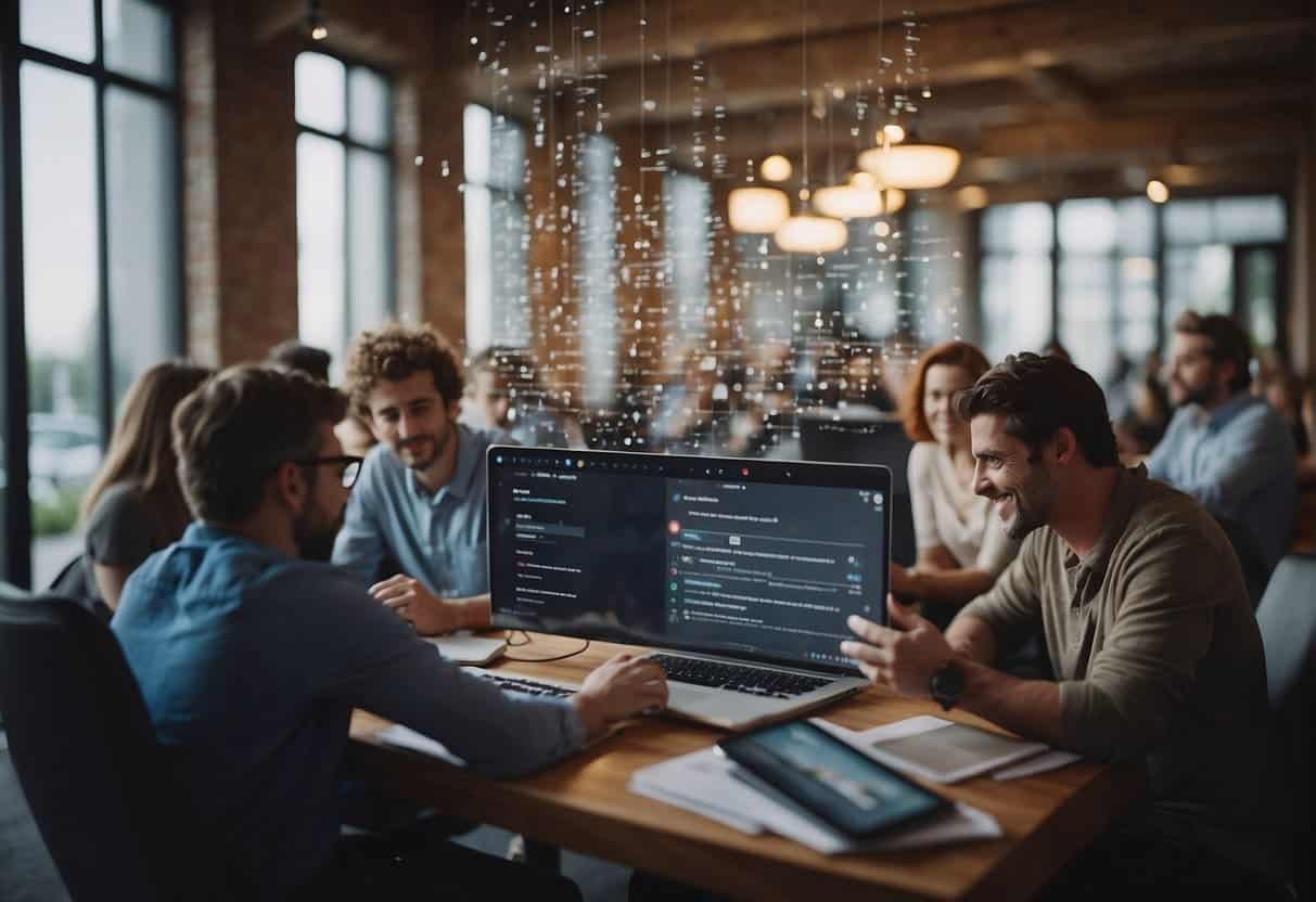 People engaging with social media trends, building a sense of community online. Sharing, commenting, and adapting to the latest online movements