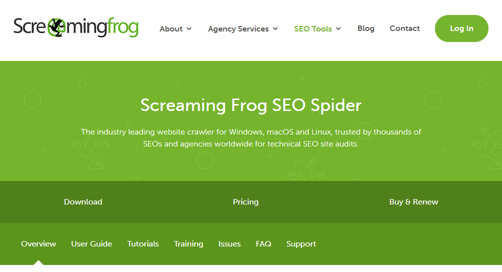 A digital illustration of a green frog with a spider web background, representing the Screaming Frog SEO Spider tool.