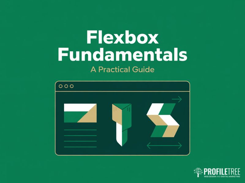 Hero illustration showing browser layout components for a Flexbox Fundamentals guide