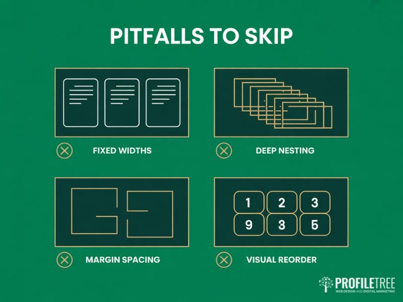 Flexbox Fundamentals checklist of four common mistakes developers should avoid