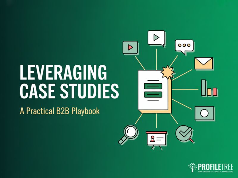Hero illustration showing how leveraging case studies multiplies one document into many marketing and sales assets