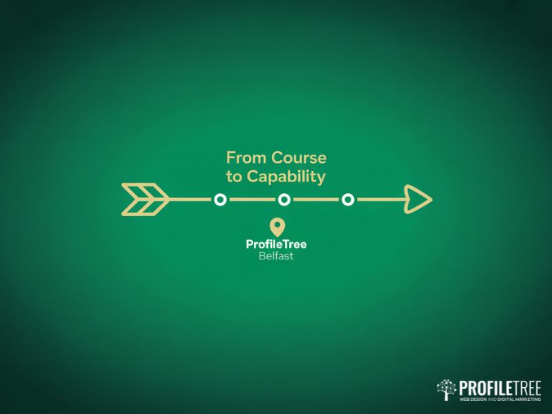 Flat vector forward arrow graphic showing next steps after completing Online AI Training Courses with ProfileTree