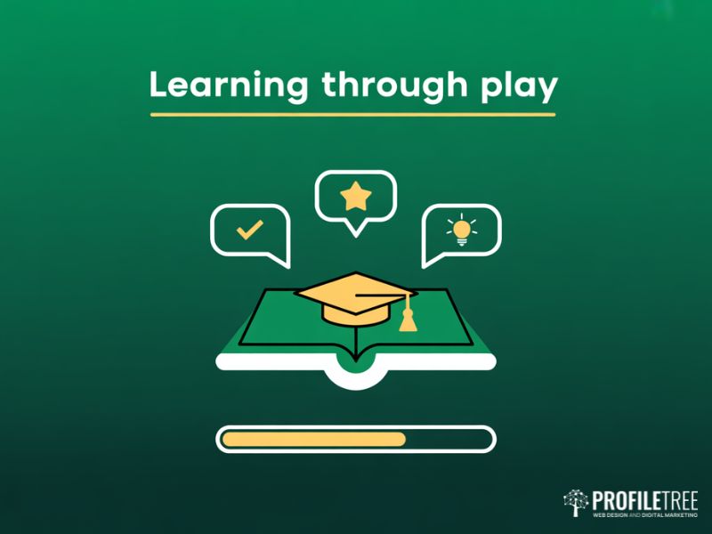 Educational gamification in web design illustrated with book progress bar and achievement icons