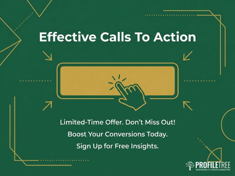 Vector graphic of a gold call-to-action button demonstrating UI/UX principles for clicks, on a dark green background.