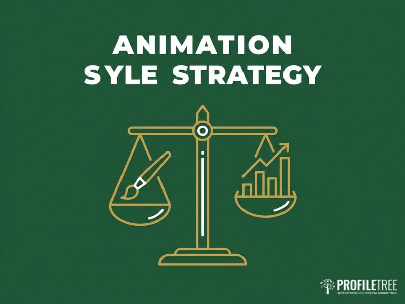 Vector graphic showing animation style choice as a business strategy decision.