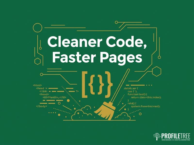 Vector graphic showing leaner code supporting website page speed.
