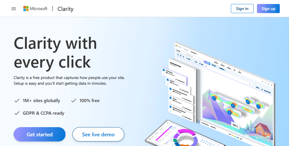 Analytics tools for smbs - Microsoft Clarity
