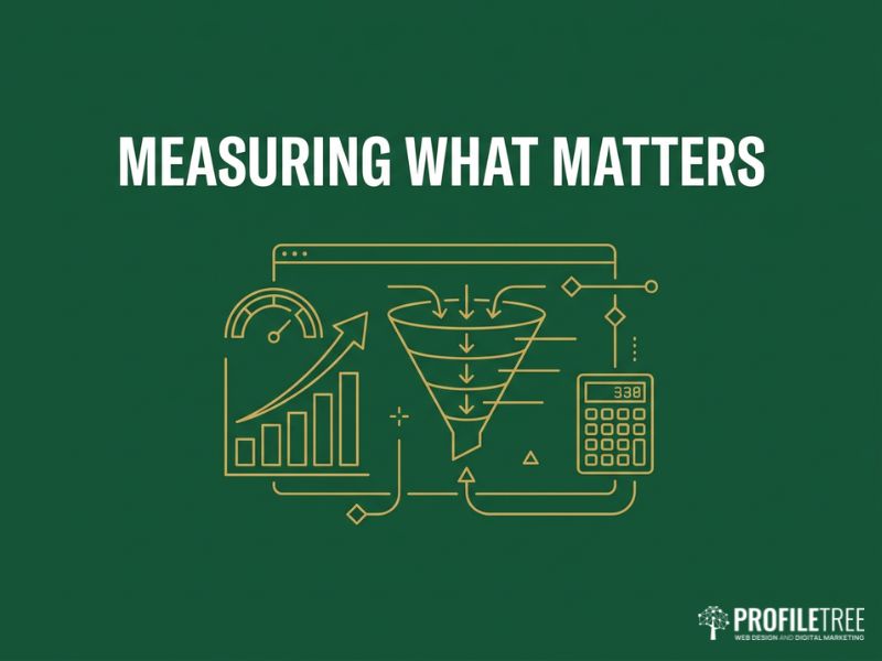 Restaurant Digital Marketing vector graphic of an analytics dashboard tracking bookings and conversions, in deep green and gold.