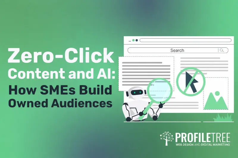 Zero-click content diagram showing search and social reach funnelling into an owned email audience