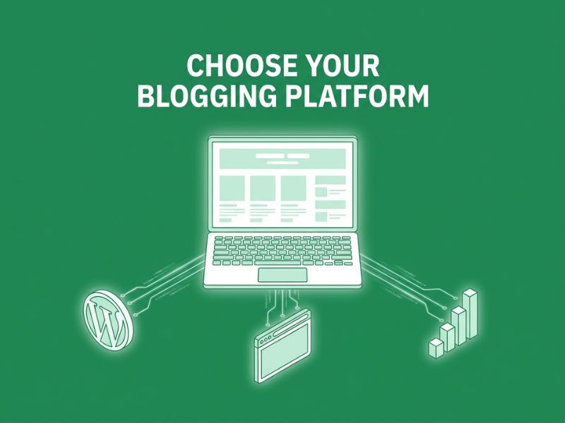 Isometric illustration representing how to choose the best blogging platform for a business website