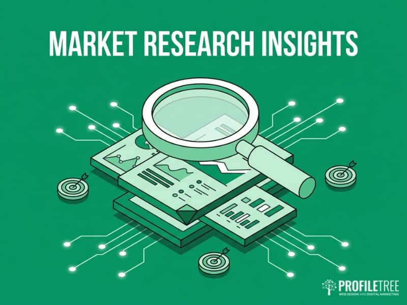 What is Reddit market research illustration showing document cards and a magnifying glass icon