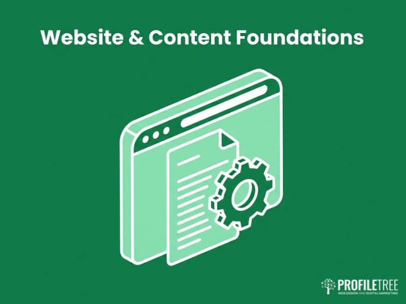 Website foundations supporting a link building strategy, browser and document icon