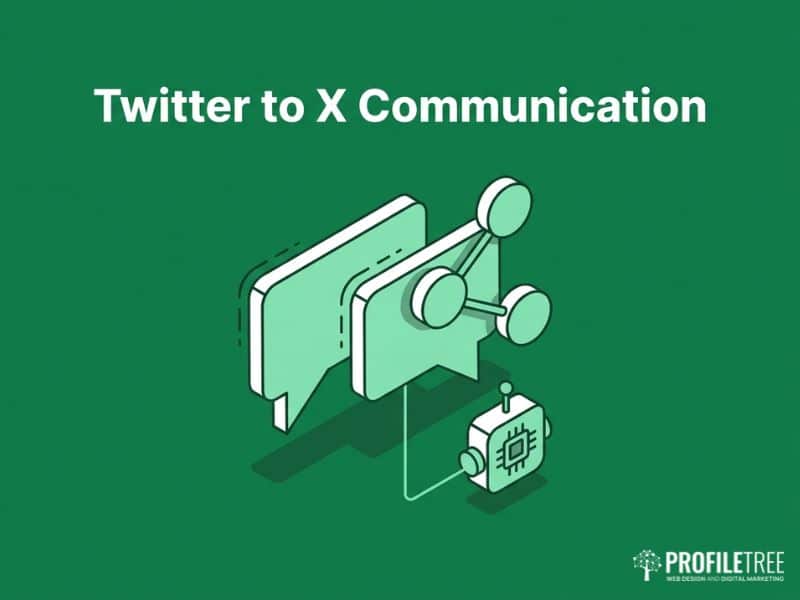 Speech bubble and community icons showing Twitter to X communication tools