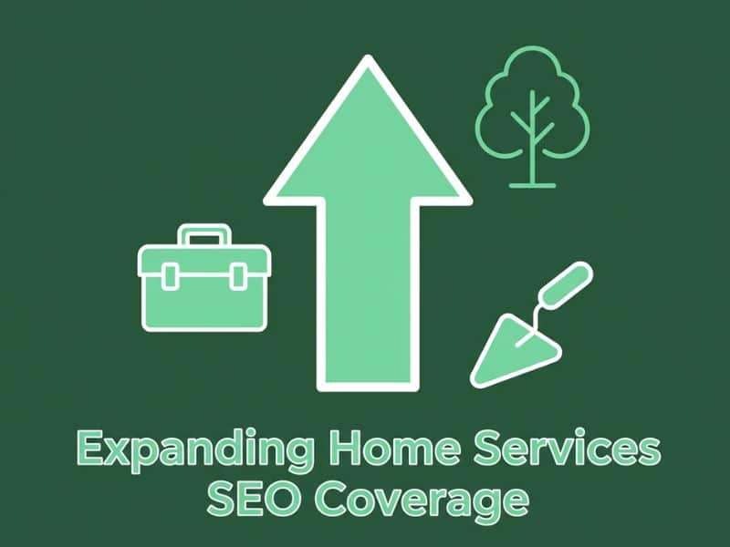 Home Services SEO expansion illustration showing a toolbox, trowel and tree icon for new trades