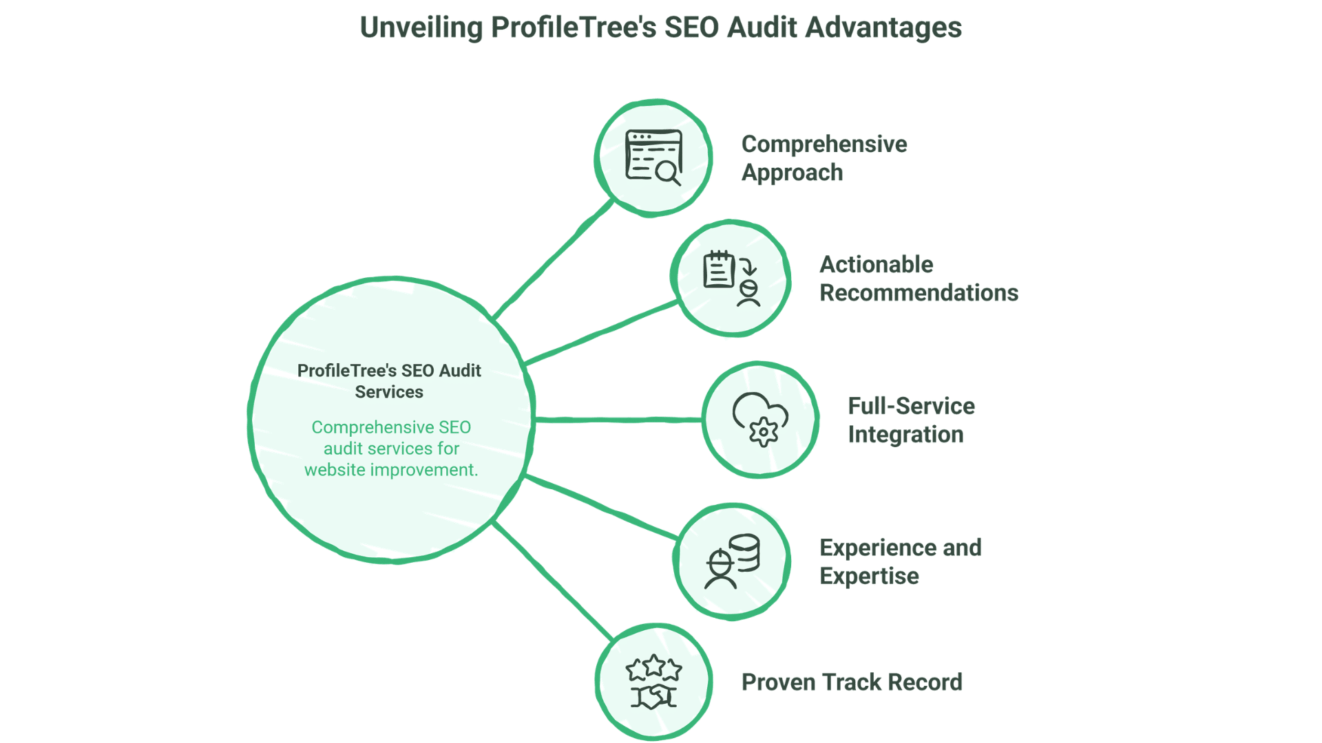 A diagram of a company highlighting its website SEO audit process and illustrating how SEO Audit Services enhance online visibility.