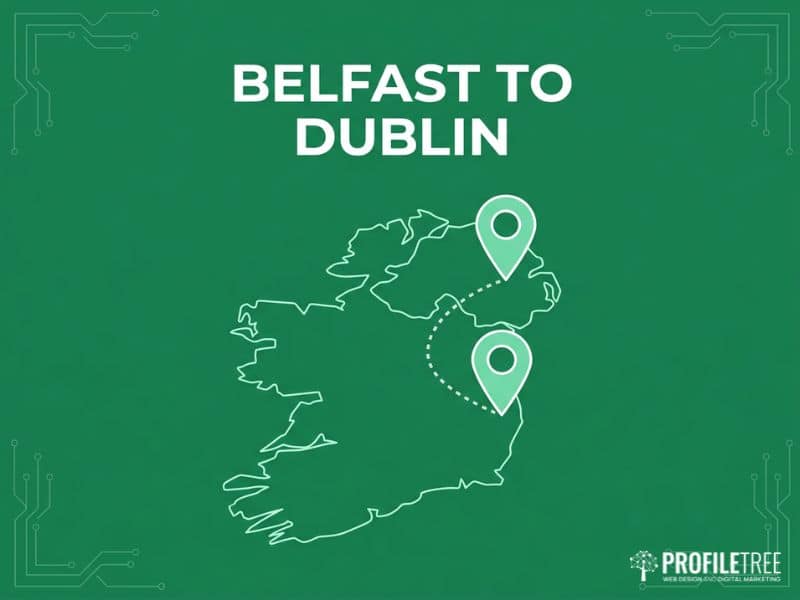 Isometric map with location pins for digital billboard advertising in Belfast and Dublin