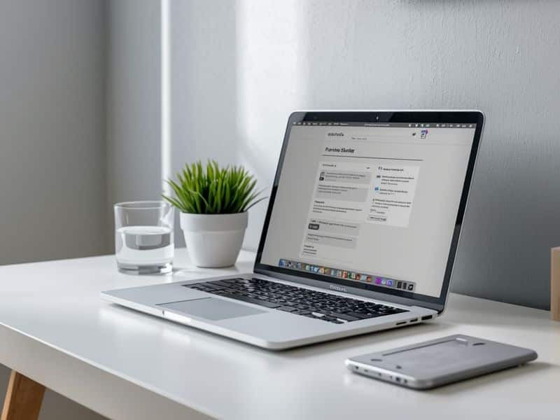 Laptop displaying a no-code form builder tool used to create interactive content marketing assets without developer resource
