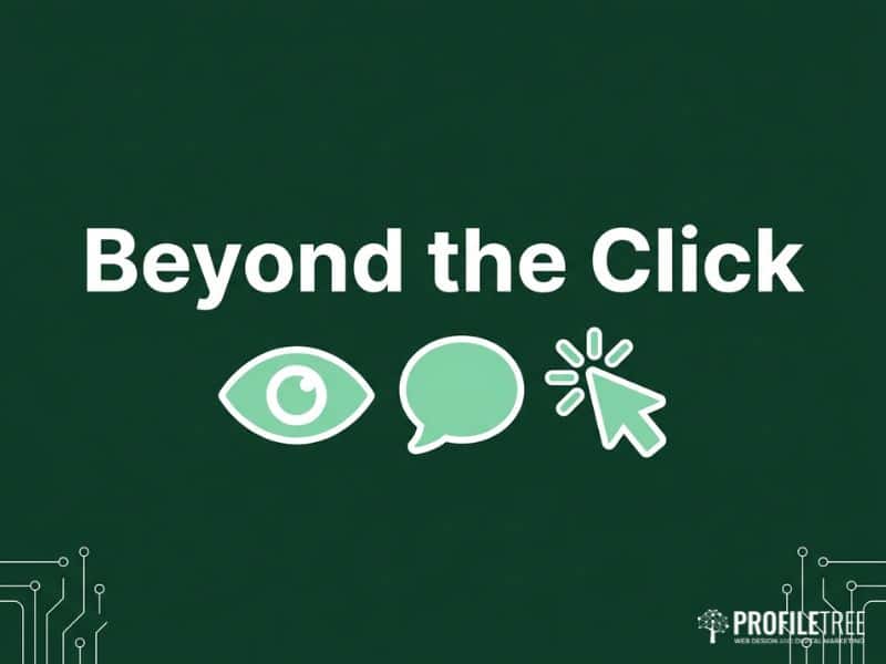 Vector icons of an eye and speech bubble representing visibility beyond clicks for organic traffic drops