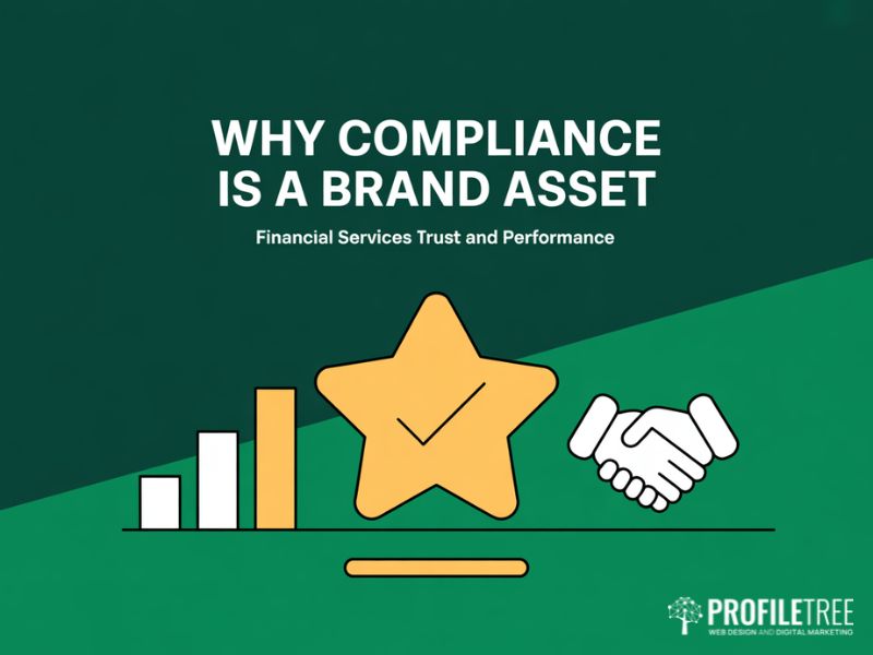 Flat vector showing why compliance is a brand asset in financial services marketing