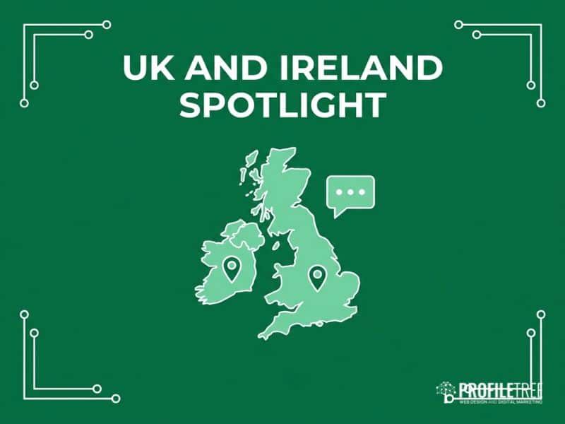 Map illustration representing UK and Ireland restaurant social media statistics by region