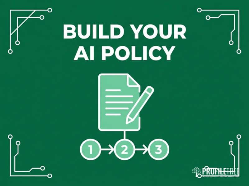 Step-by-step document and checklist icon showing how to build AI guidelines for small businesses