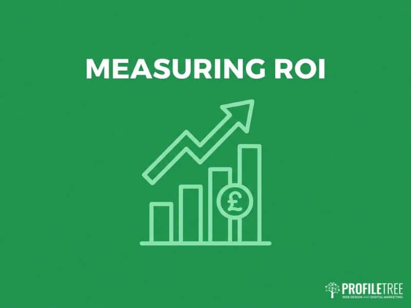 Measuring SEO ROI for banking institutions illustrated with a rising bar chart icon