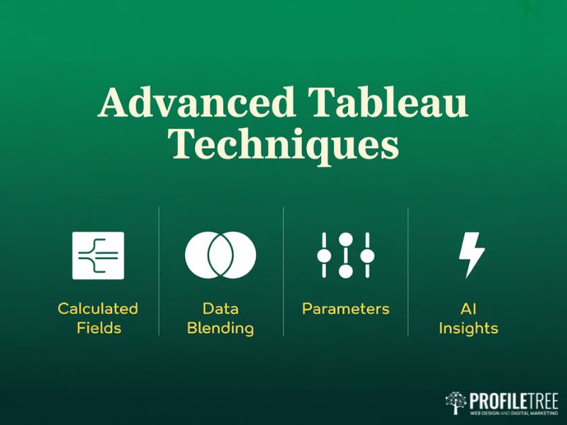 Tableau in Marketing advanced techniques including data blending calculated fields and AI insights