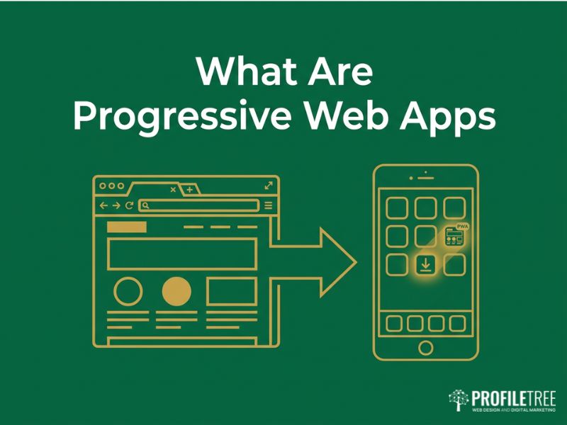 Diagram explaining what Progressive Web Apps are, website to installable app vector illustration
