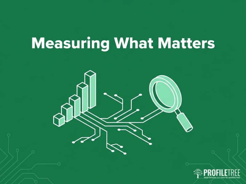 SEO for hairdressers illustration of a bar chart and magnifying glass icon representing performance tracking